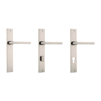 Iver Baltimore Door Lever Handle on Rectangular Backplate Satin Nickel