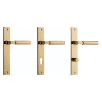 Iver Berlin Door Lever Handle on Rectangular Backplate Polished Brass