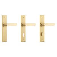 Iver Bronte Door Lever Handle on Chamfered Backplate Brushed Brass