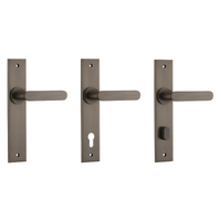 Iver Bronte Door Lever Handle on Chamfered Backplate Signature Brass