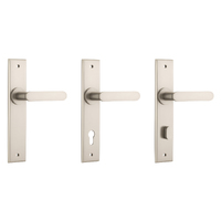 Iver Bronte Door Lever Handle on Chamfered Backplate Satin Nickel