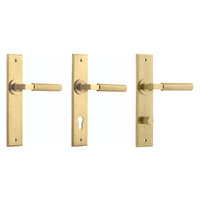 Iver Brunswick Door Lever Handle on Chamfered Backplate Brushed Gold PVD