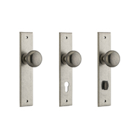 Iver Cambridge Door Knob on Chamfered Backplate Distressed Nickel