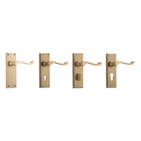 Tradco Camden Door Lever Handle on Rectangular Backplate Satin Brass