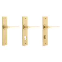 Iver Como Door Lever Handle on Chamfered Backplate Brushed Brass