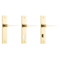 Iver Como Door Lever Handle on Chamfered Backplate Polished Brass