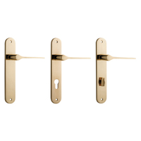 Iver Como Door Lever Handle on Oval Backplate Polished Brass