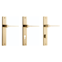Iver Como Door Lever Handle on Rectangular Backplate Polished Brass