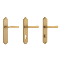 Iver Copenhagen Door Lever Handle on Shouldered Backplate Brushed Brass