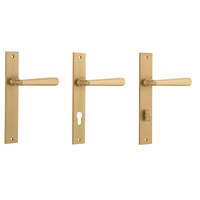 Iver Copenhagen Door Lever Handle on Rectangular Backplate Brushed Brass