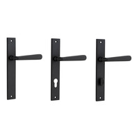 Iver Copenhagen Door Lever Handle on Rectangular Backplate Matt Black