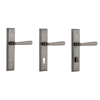 Iver Copenhagen Door Lever Handle on Stepped Backplate Distressed Nickel