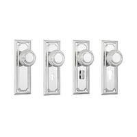 Tradco Edwardian Door Knob on Rectangular Backplate Chrome Plated