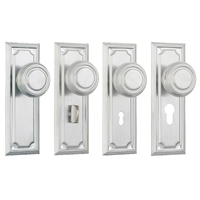 Tradco Edwardian Door Knob on Rectangular Backplate Satin Chrome