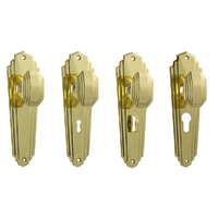 Tradco Elwood Art Deco Door Knob on Backplate Polished Brass