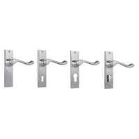 Tradco Fremantle Lever Door Handle on Rectangular Backplate Chrome Plated