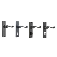 Tradco Fremantle Lever Door Handle on Rectangular Backplate Matt Black