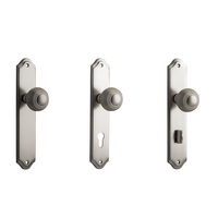 Iver Guildford Door Knob on Shouldered Backplate Satin Nickel