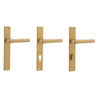 Iver Helsinki Door Lever Handle on Rectangular Backplate Brushed Brass