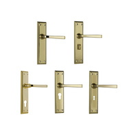 Tradco Menton Lever Door Handle on Long Backplate Polished Brass