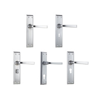 Tradco Menton Lever Door Handle on Long Backplate Satin Chrome