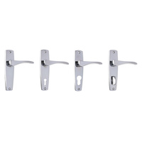 Tradco Mid-Century Door Lever Handle on Rectangular Backplate Chrome Plated