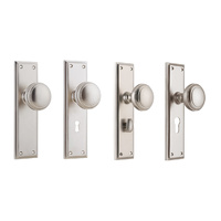 Tradco Milton Knob on Long Backplate Satin Nickel