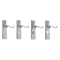 Tradco Milton Lever Door Handle on Long Backplate Chrome Plated