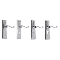 Tradco Milton Lever Door Handle on Long Backplate Chrome Plated - Customise to your needs