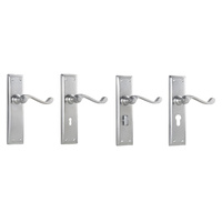 Tradco Milton Lever Door Handle on Long Backplate Satin Chrome