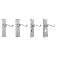Tradco Milton Lever Door Handle on Long Backplate Satin Chrome - Customise to your needs