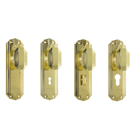 Tradco Napier Art Deco Door Knob on Backplate Polished Brass