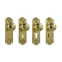 Tradco Nouveau Door Knob on Backplate Polished Brass