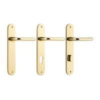 Iver Oslo Lever Door Handle on Oval Backplate Polished Brass