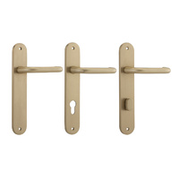 Iver Oslo Lever Door Handle on Oval Backplate Brushed Brass
