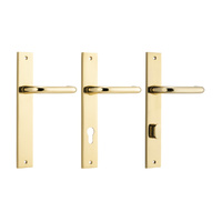 Iver Oslo Lever Door Handle on Rectangular Backplate Polished Brass