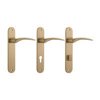 Iver Oxford Door Lever Handle on Oval Backplate Brushed Brass