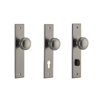 Iver Paddington Door Knob on Chamfered Backplate Distressed Nickel