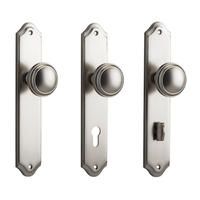 Iver Paddington Door Knob on Shouldered Backplate Satin Nickel