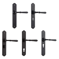 Tradco Reims Lever Door Handle on Long Backplate Matt Black