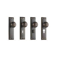 Tradco Richmond Door Knob on Long Backplate Antique Brass