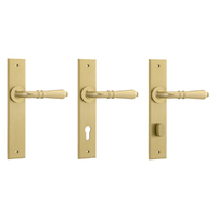 Iver Sarlat Door Lever Handle on Chamfered Backplate Brushed Gold PVD
