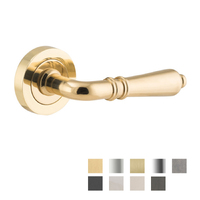 Iver Sarlat Door Lever Handle on Round Rose - Available in Various Finishes