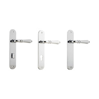 Iver Sarlat Lever Door Handle on Oval Backplate Chrome Plated