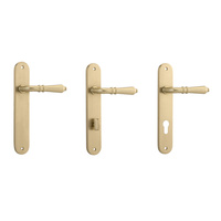 Iver Sarlat Lever Door Handle on Oval Backplate Brushed Brass