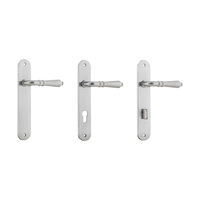 Iver Sarlat Lever Door Handle on Oval Backplate Brushed Chrome