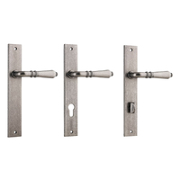Iver Sarlat Door Lever Handle on Rectangular Backplate Distressed Nickel