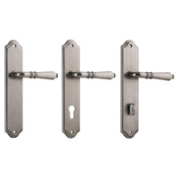 Iver Sarlat Door Lever Handle on Shouldered Backplate Distressed Nickel