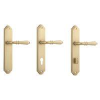Iver Sarlat Lever Door Handle on Shouldered Backplate Brushed Brass