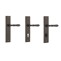 Iver Sarlat Door Lever Handle on Stepped Backplate Signature Brass